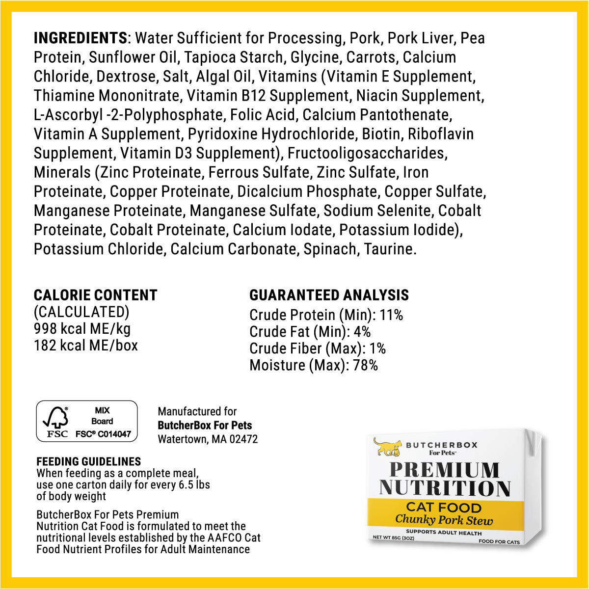 Premium Nutrition Cat Food Chunky Pork Stew