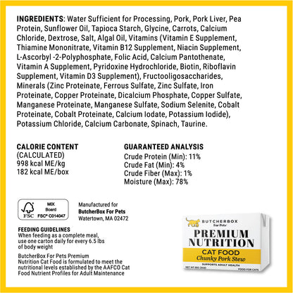 Premium Nutrition Cat Food Chunky Pork Stew